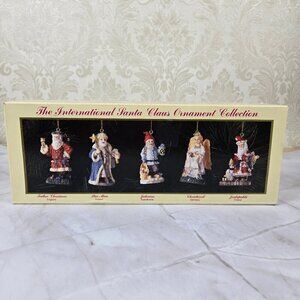 The International Santa Claus Ornament Collection Set of 5 Ornaments IOB Vintage
